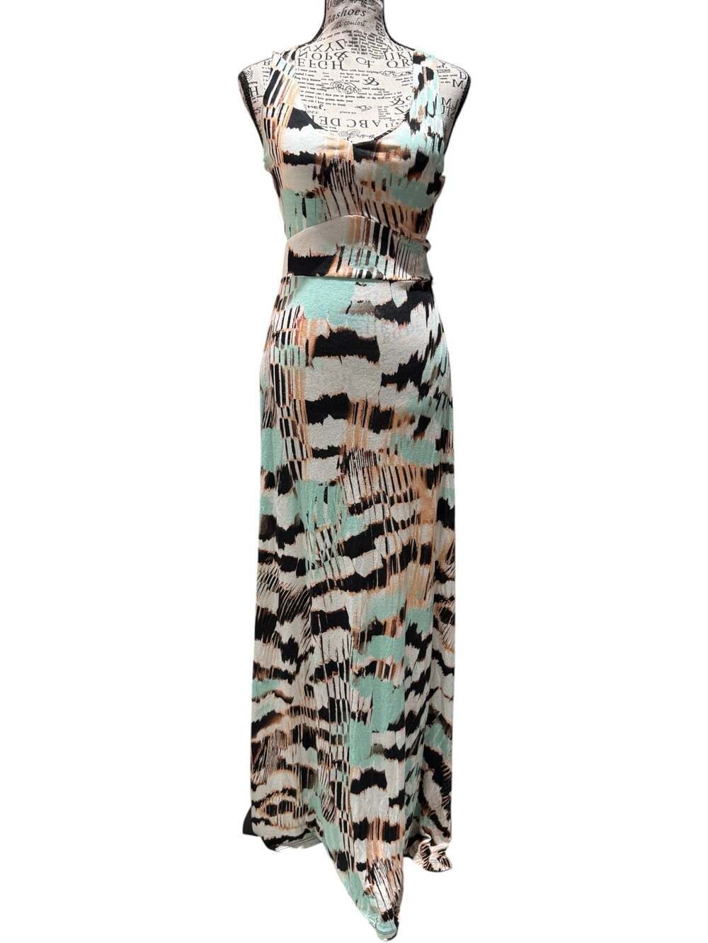 Abstract Animal Print Cutout Maxi Dress – Size Small – NWOT